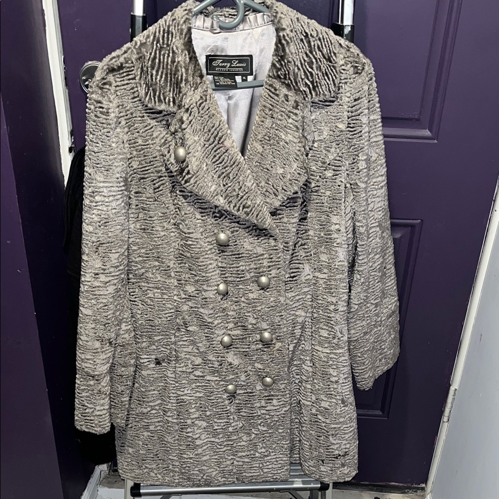 Gray Women's Faux Persian Lamb Coat